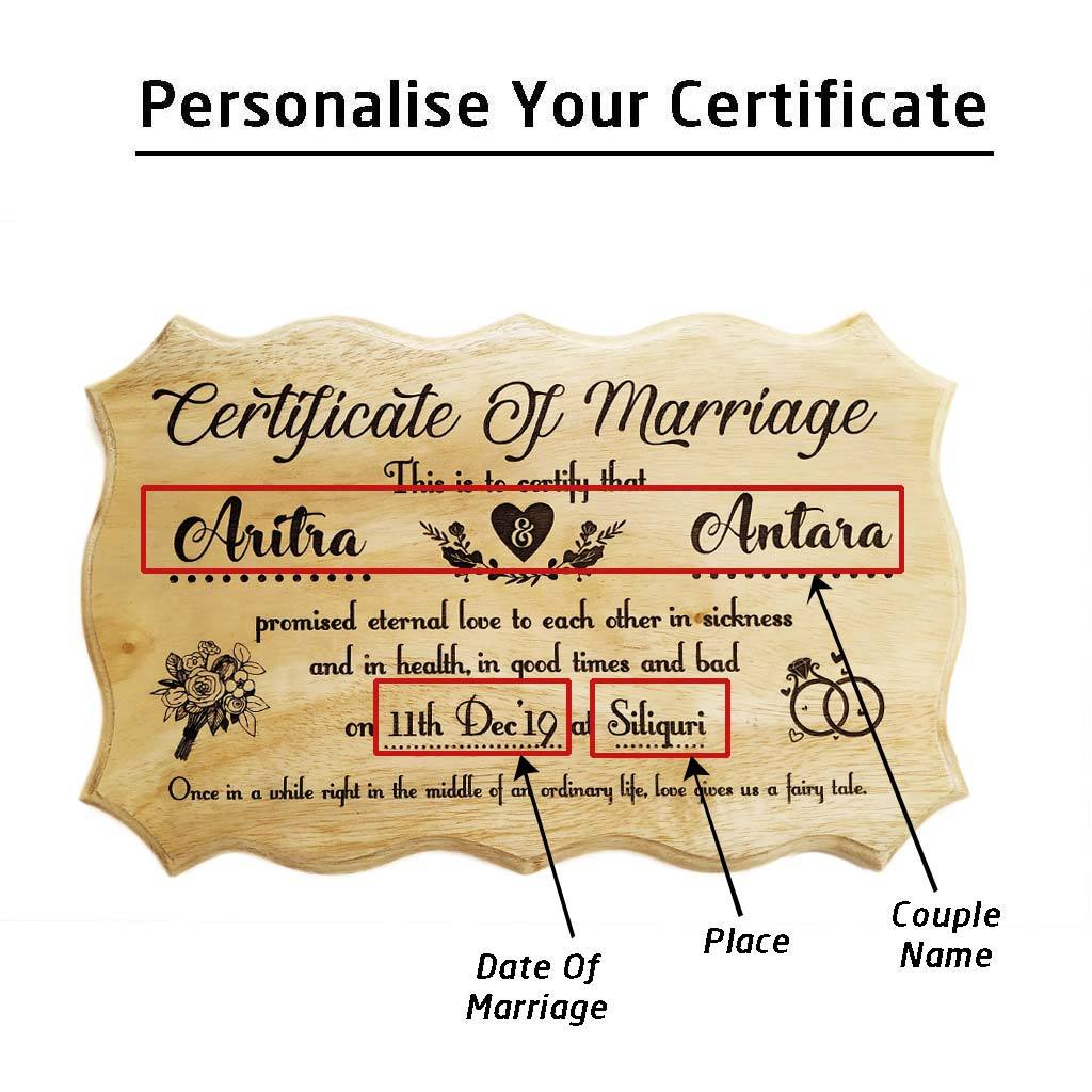 Personalised Wooden Marriage Certificate